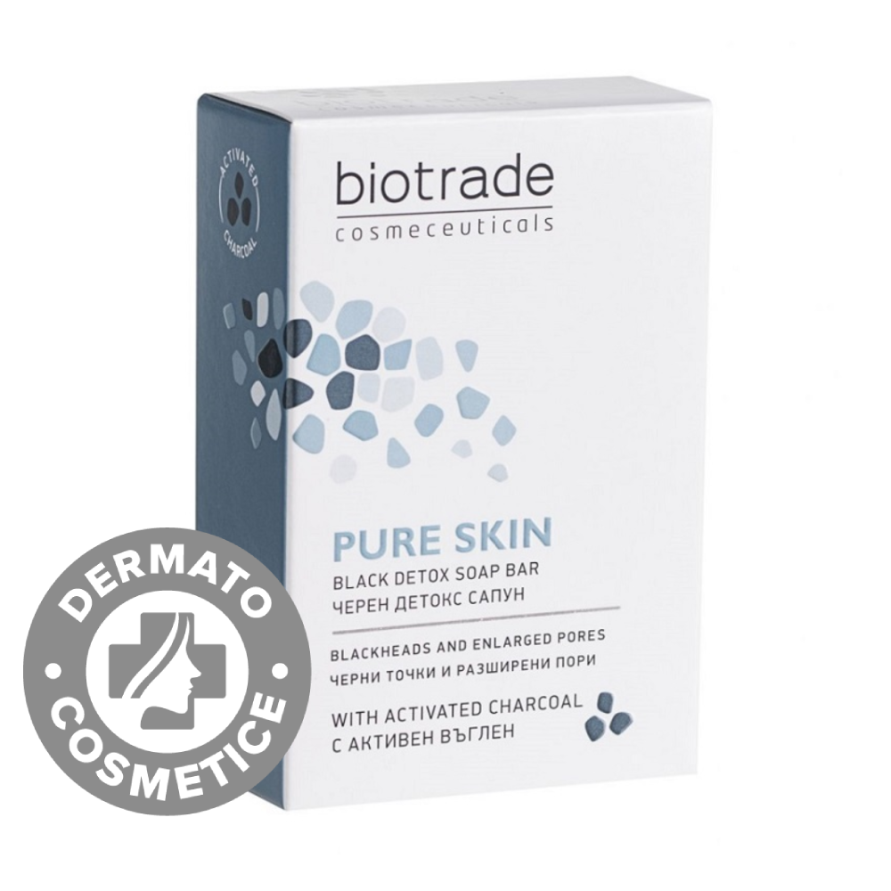 Sapun negru detoxifiant cu carbune activ Pure Skin, 100g, Biotrade
