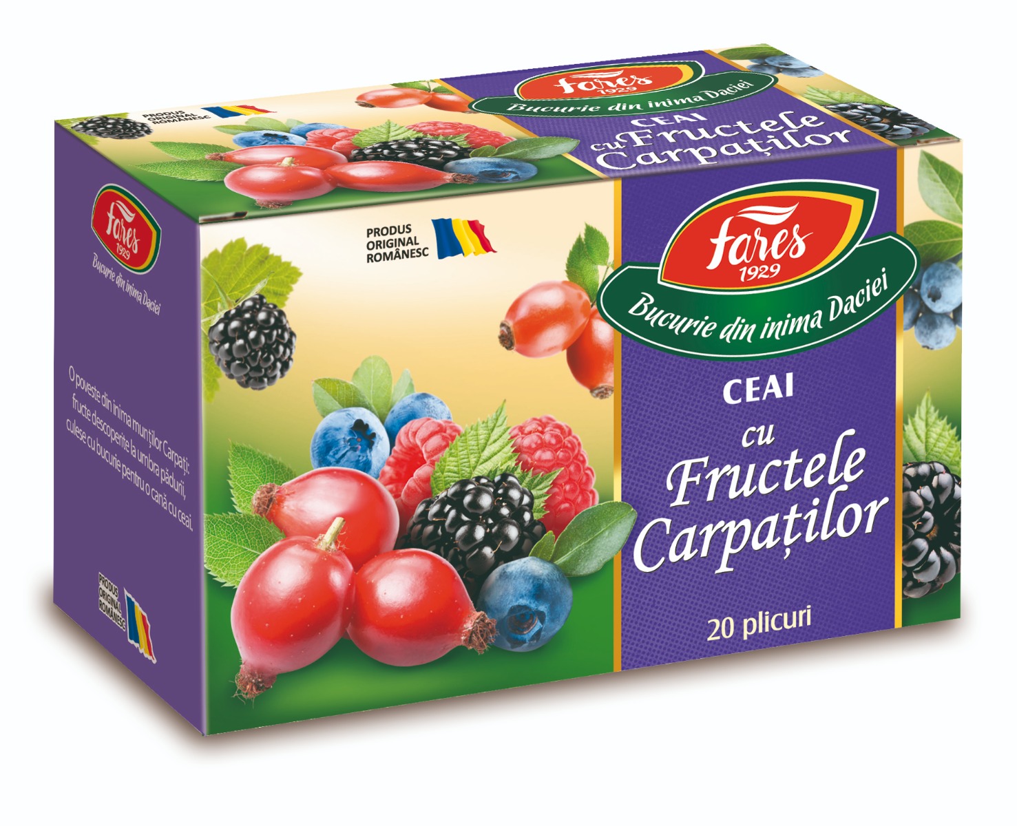 Ceai Fructele Carpatilor Aromfruct, 20 plicuri, Fares
