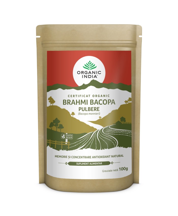 Pulbere tonic cerebral si memorie Brahmi-Bacopa, 100g, Organic India