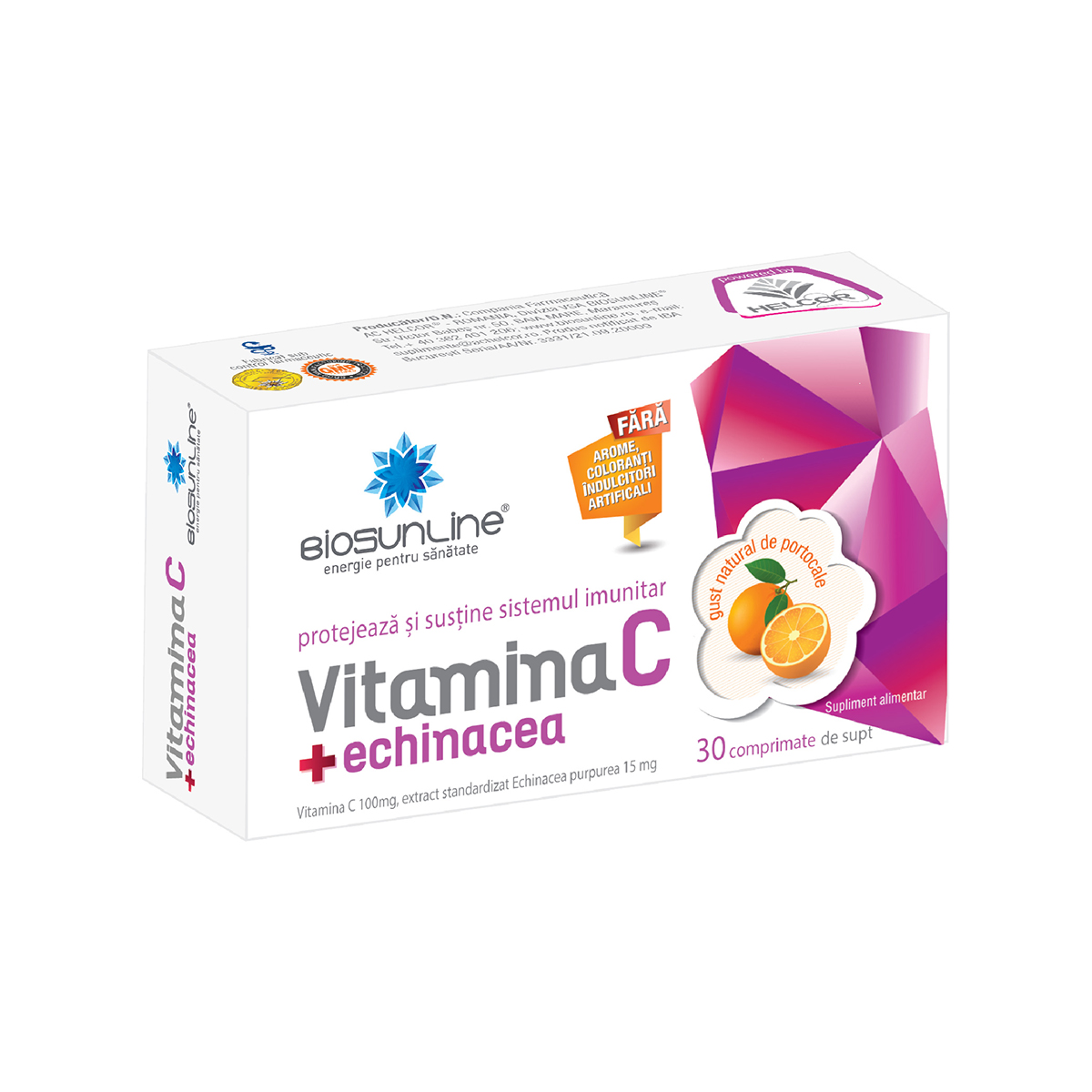 Vitamina C + echinacea, 30 comprimate de supt, BioSunLine