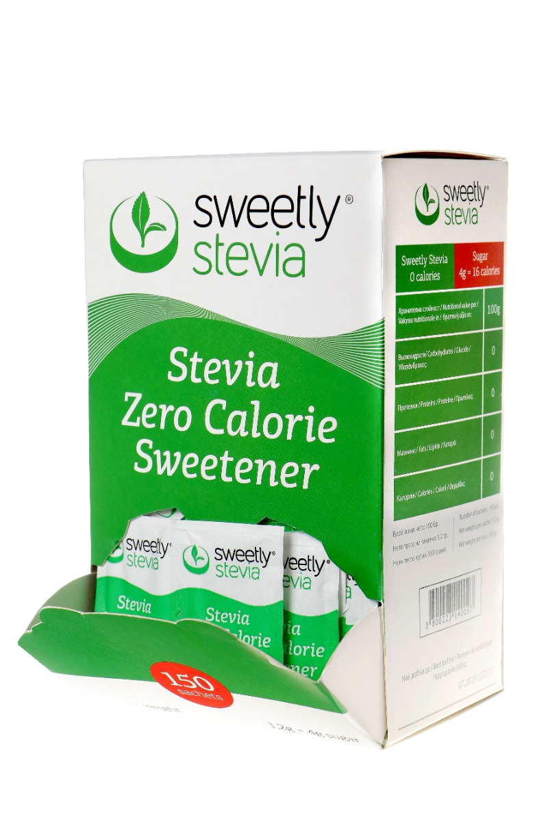 Indulcitor pudra de Stevia, 150 plicuri, Sweetly