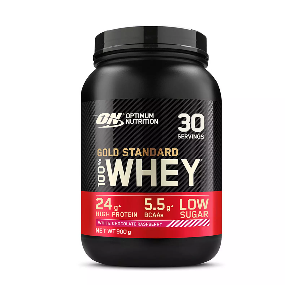 Proteine din zer 100% Whey Gold Standard aroma de ciocolata alba cu zmeura, 900g, Optimum Nutrition