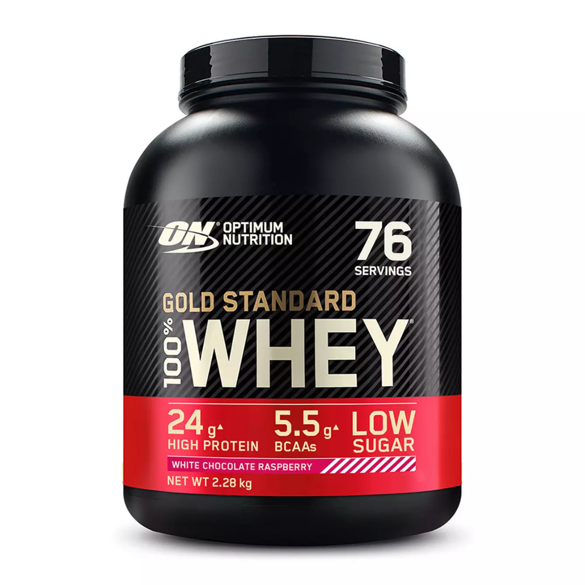 Proteine din zer 100% Whey Gold Standard ciocolata alba si zmeura, 2.28kg, Optimum Nutrition