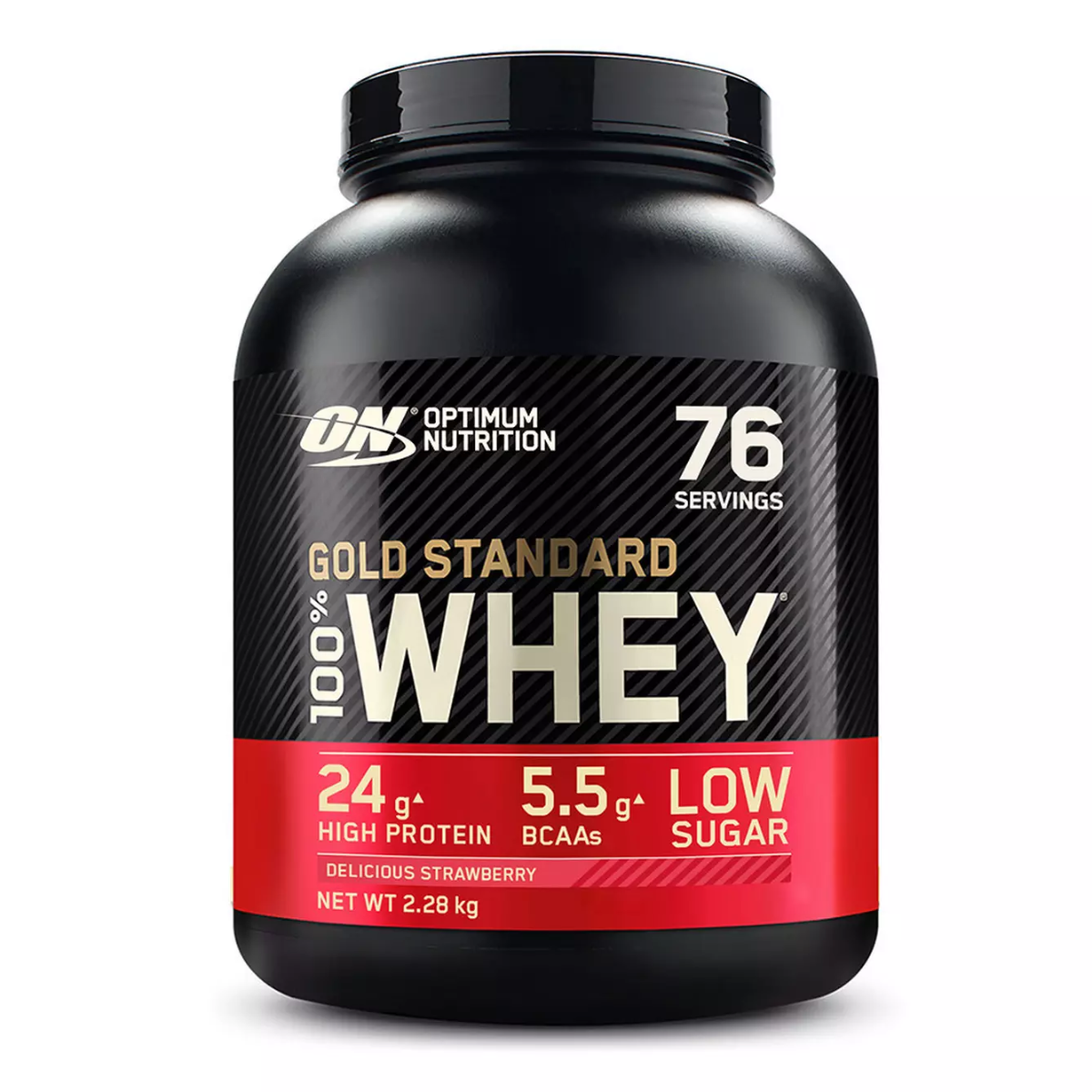 Proteine din zer 100% Whey Gold Standard cu aroma de capsuni, 2.28kg, Optimum Nutrition