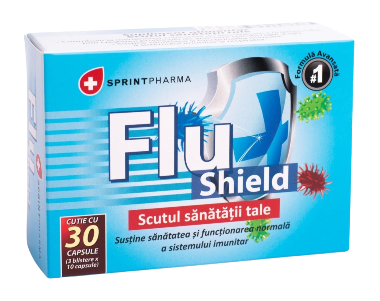 Supliment alimentar pentru intarirea sistemului imunitar Flu Shield, 30 capsule, Sprint Pharma