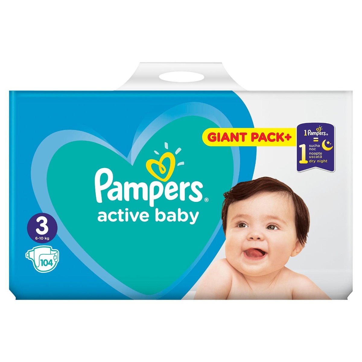 Scutece pentru copii Active Baby Giant Pack, Marimea3, 6-10kg, 104bucati, Pampers
