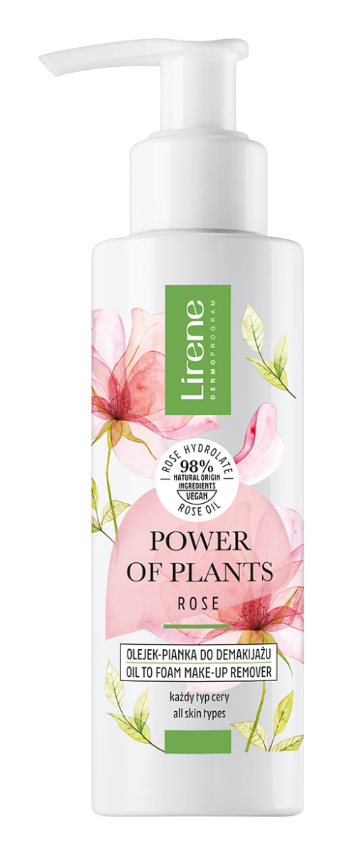 Ulei-spuma pentru indepartarea machiajului Trandafir Power Of Plants, 145ml, Lirene