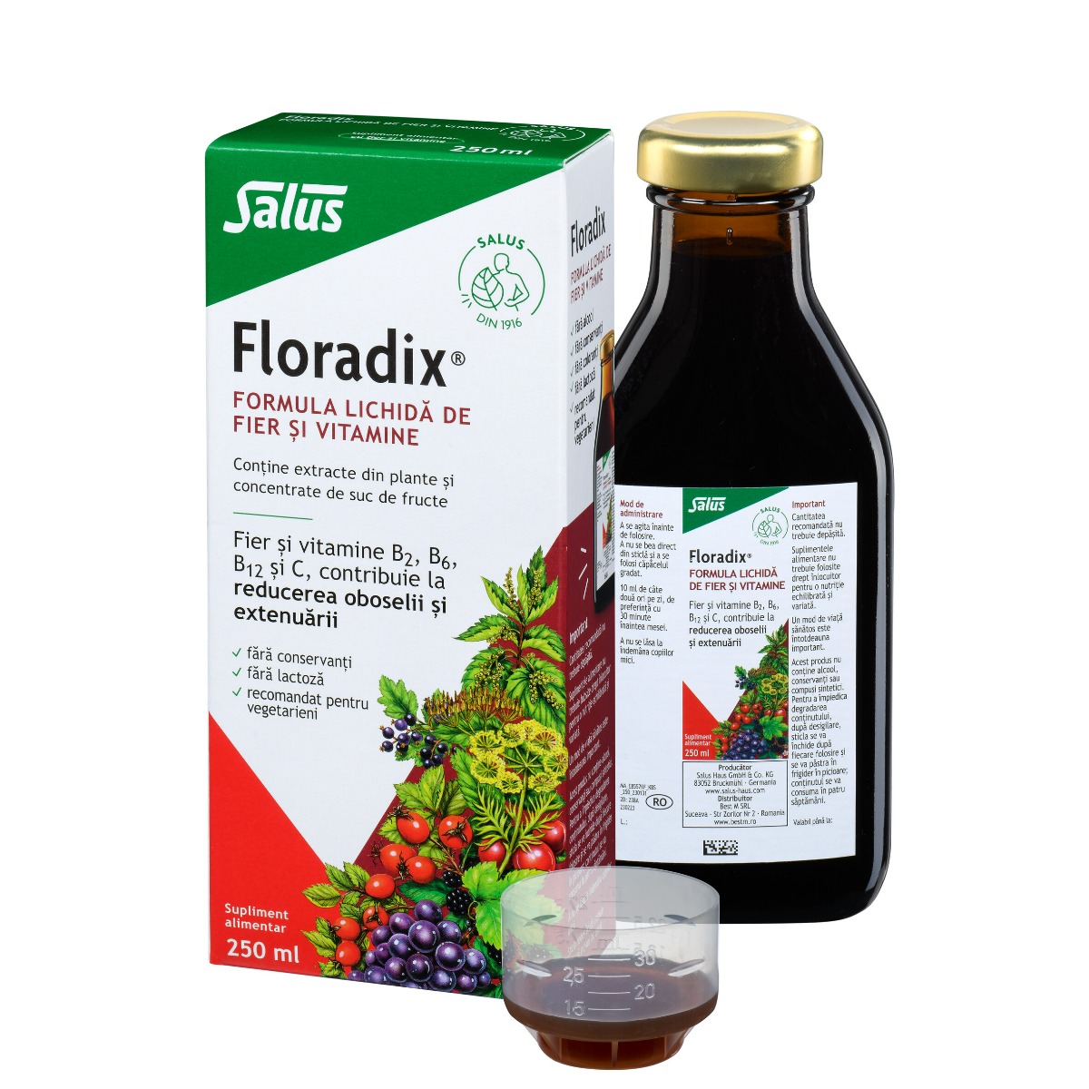 Formula lichida de fier si vitamine Floradix, 250ml, Salus