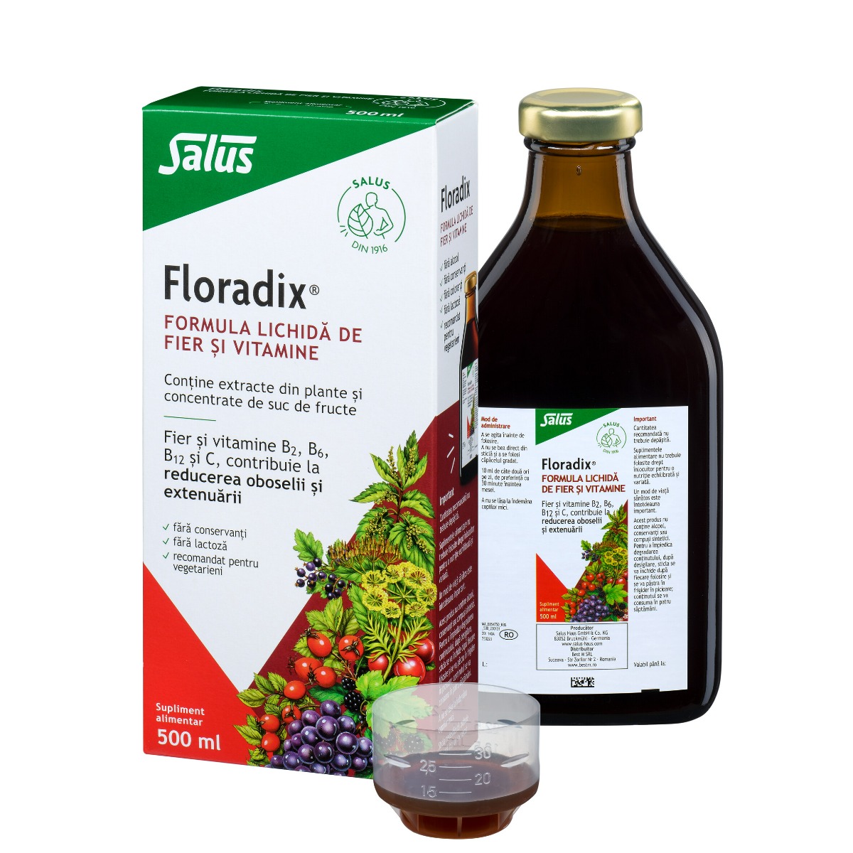 Formula lichida de fier si vitamine Floradix, 500ml, Salus