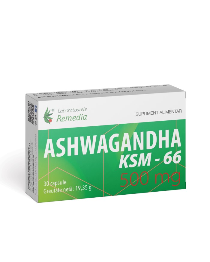 Ashwagandha KSM-66 500mg, 30 capsule, Laboratoarele Remedia