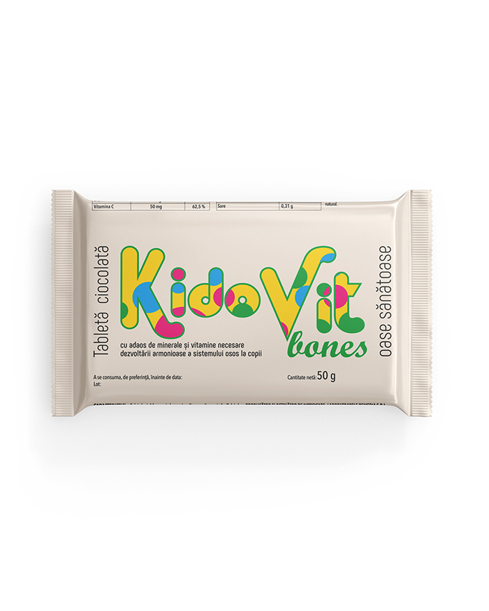 Tableta de ciocolata Bones, 50g, Kidovit
