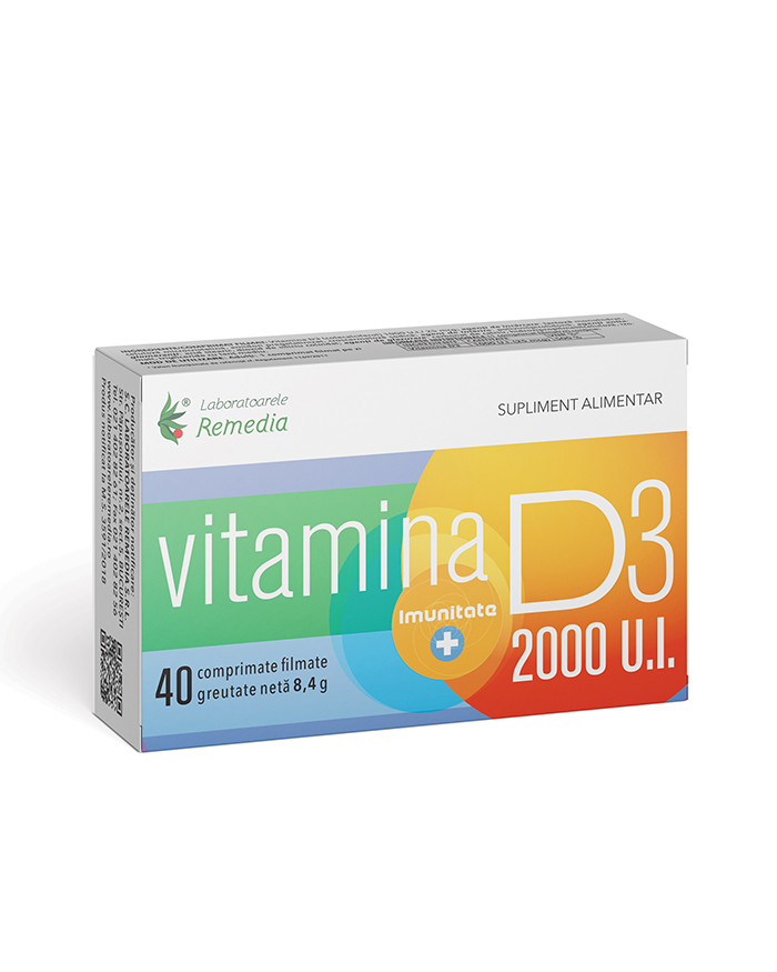 Vitamina D3 2000 UI, 40 comprimate, Laboratoarele Remedia