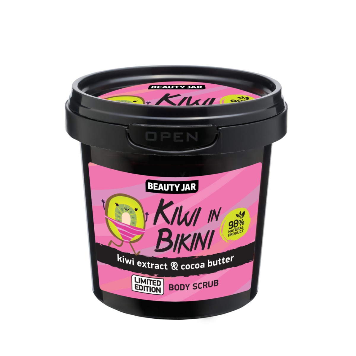 Scrub corporal cu kiwi si unt de cacao Kiwi in Bikini, 200g, Beauty Jar