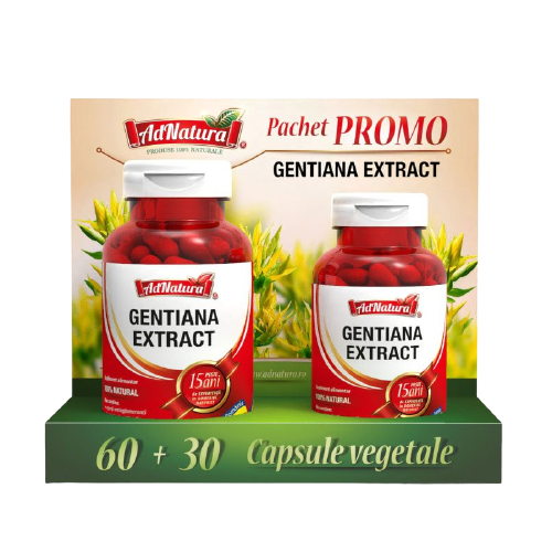 Pachet Extract de gentiana, 60+30 capsule, AdNatura