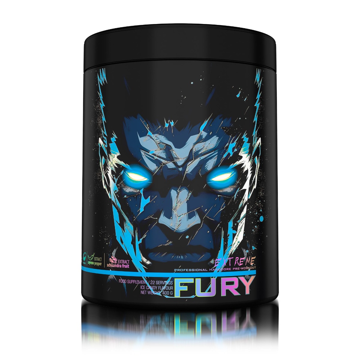 Pre-Workout cu aroma Ice Candy Fury Extreme, 400g, Genius Nutrition