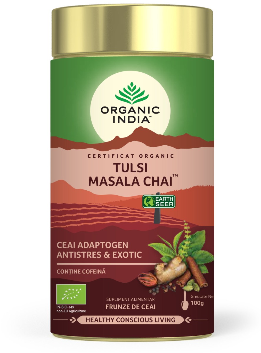 Tulsi Masala Chai Relaxant si Regenerant, 100g, Organic India