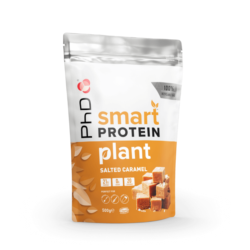Pudra de proteine vegetale cu aroma de caramel sarat Smart Protein Plant, 500g, PhD