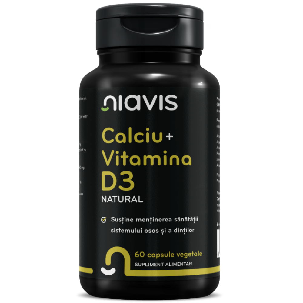 Calciu + Vitamina D3 Natural, 60 capsule, Niavis