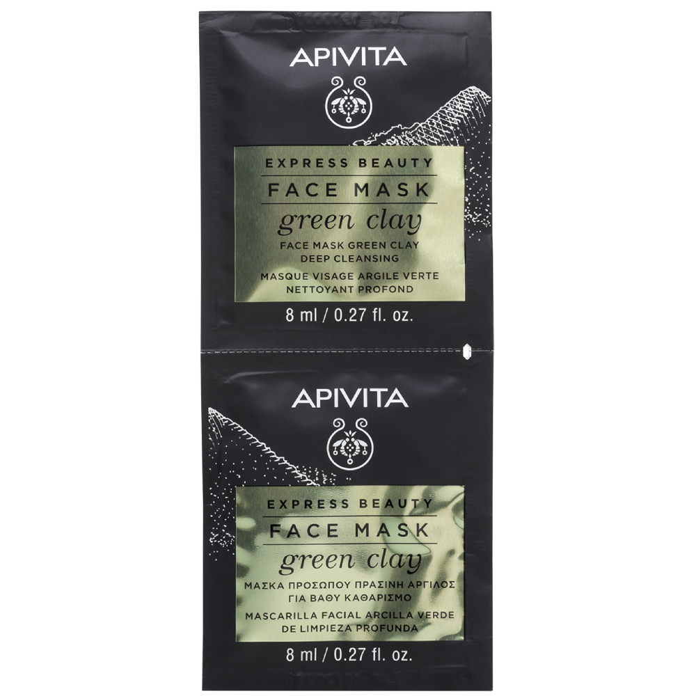 Apivita Express Masca cu argila verde, 2 x 8ml