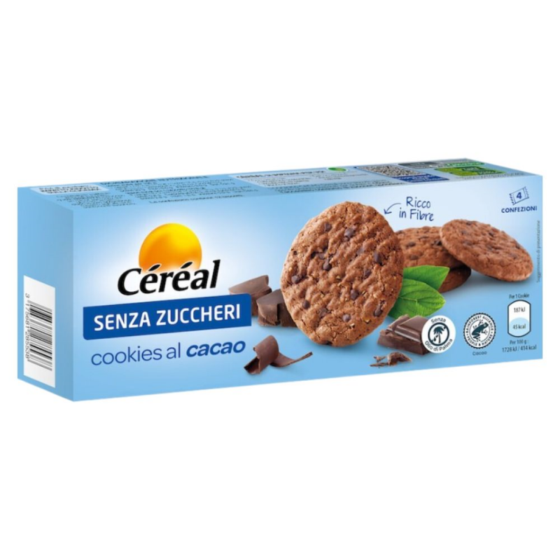 Biscuiti fara zahar cu cioco-cacao, 130g, Céréal