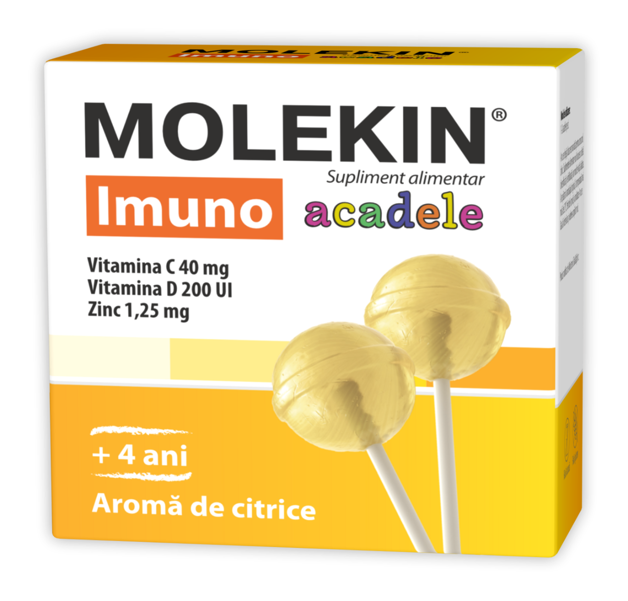 Molekin Imuno pentru +4 ani, 12 acadele cu aroma de citrice, Zdrovit