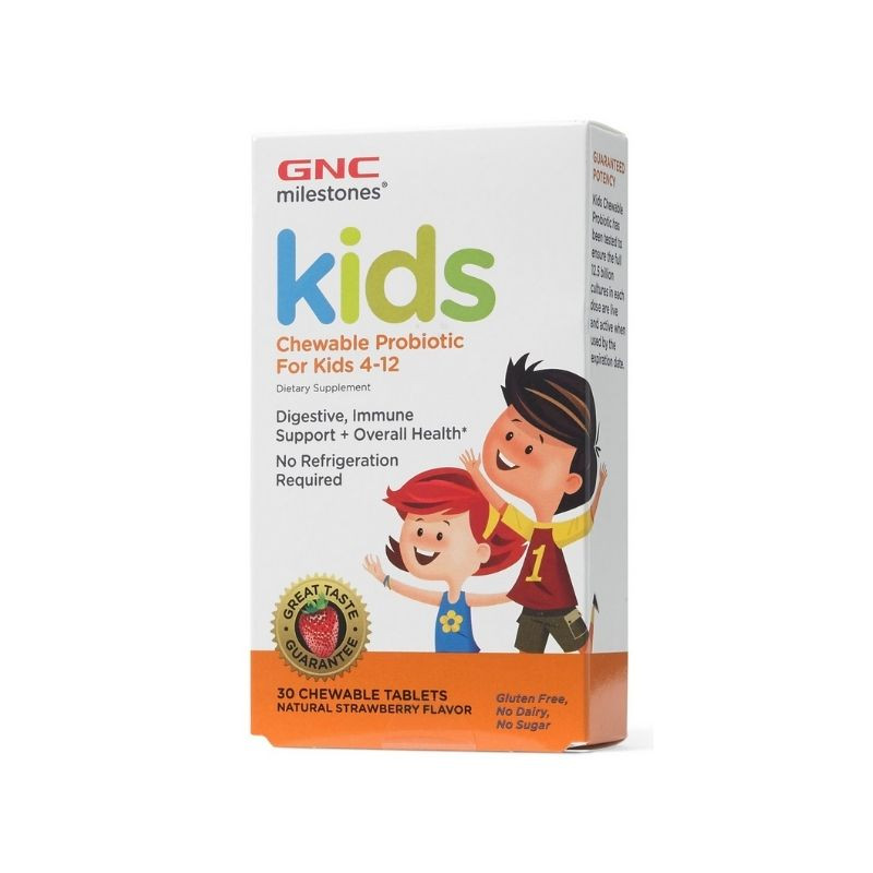 GNC Probiotice Masticabile Pentru Copii 4-12 ani cu Aroma Naturala de Capsuni, 30 capsule