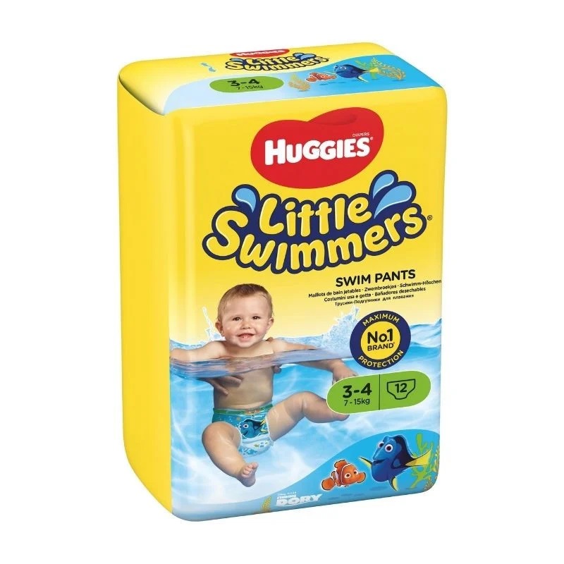Chilot impermeabil nr. 3-4 pentru 7-15 kg Little Swimmers, 12 bucati, Huggies