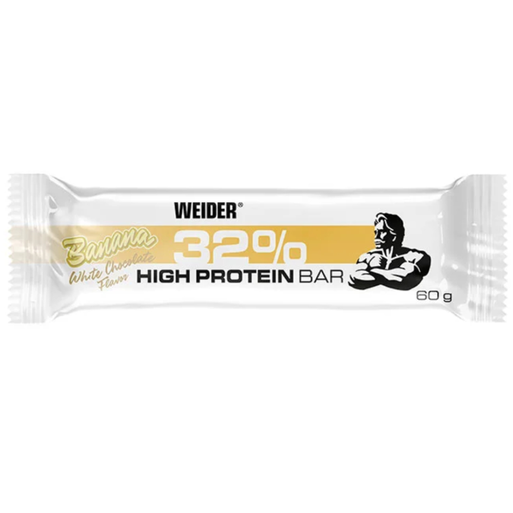 Baton proteic cu aroma de ciocolata alba - banana 32% Protein Bar, 60g, Weider