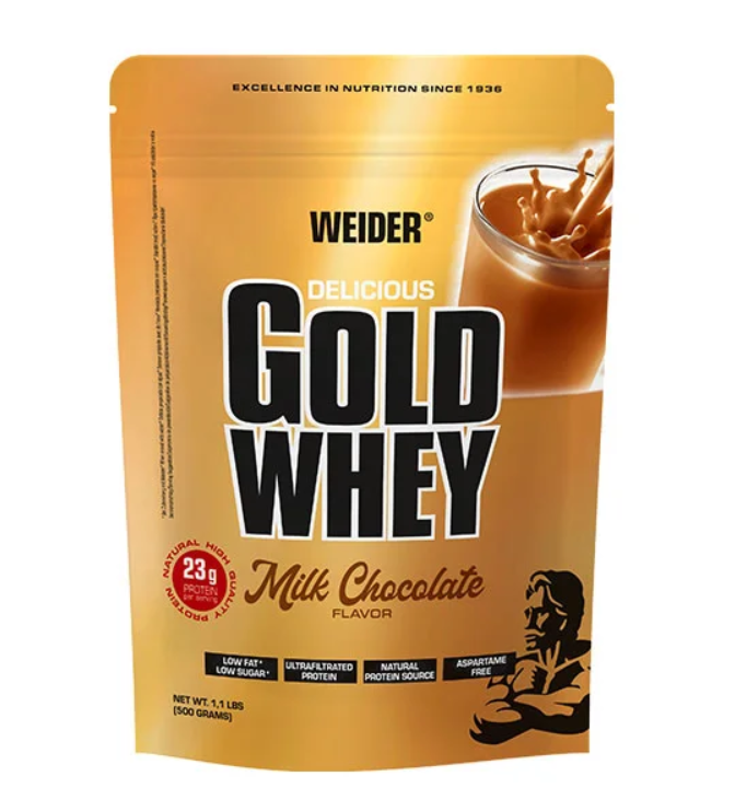Pudra proteica cu aroma de Milk Chocolate Gold Whey, 500g, Weider