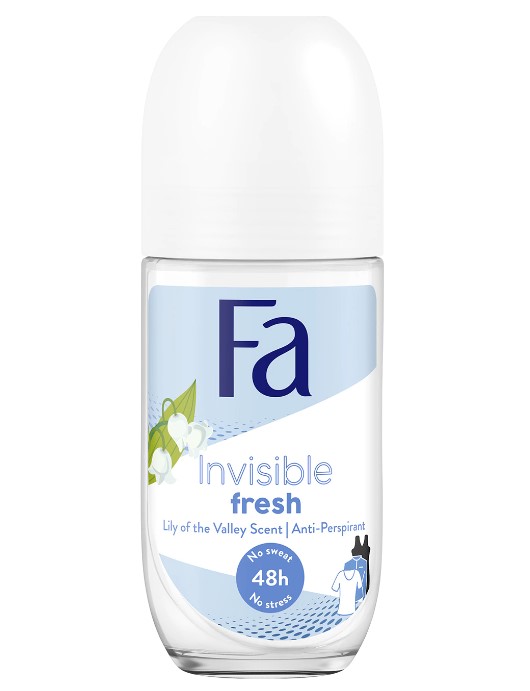Deodorant roll-on anti-perspirant cu parfum de lacramioare Invisible Fresh, 50ml, Fa