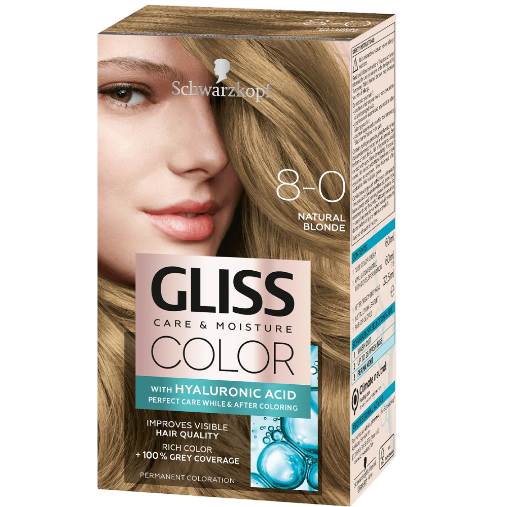 Vopsea de par Color 8-0 Blond Natural, 143ml, Gliss