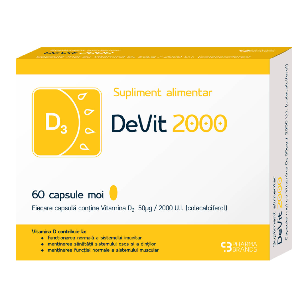 Vitamina D3 2000UI, 60 capsule, Devit