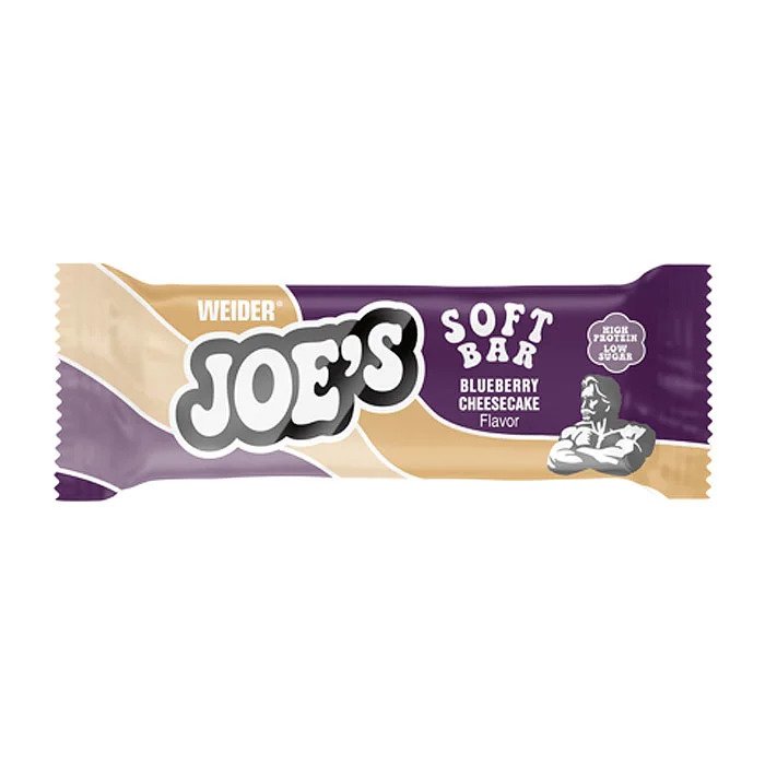 Baton proteic vegan cu aroma de Blueberry Cheesecake Joe's Soft Bar, 50g, Weider