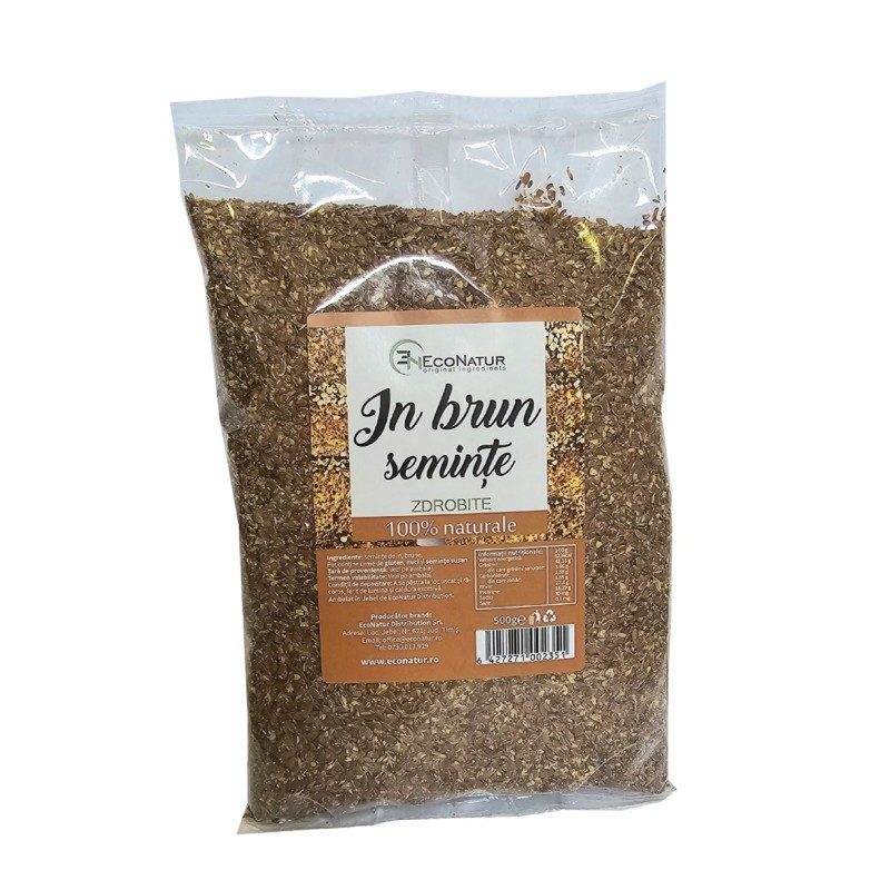 Seminte de in brun zdrobite, 500g, EcoNatur