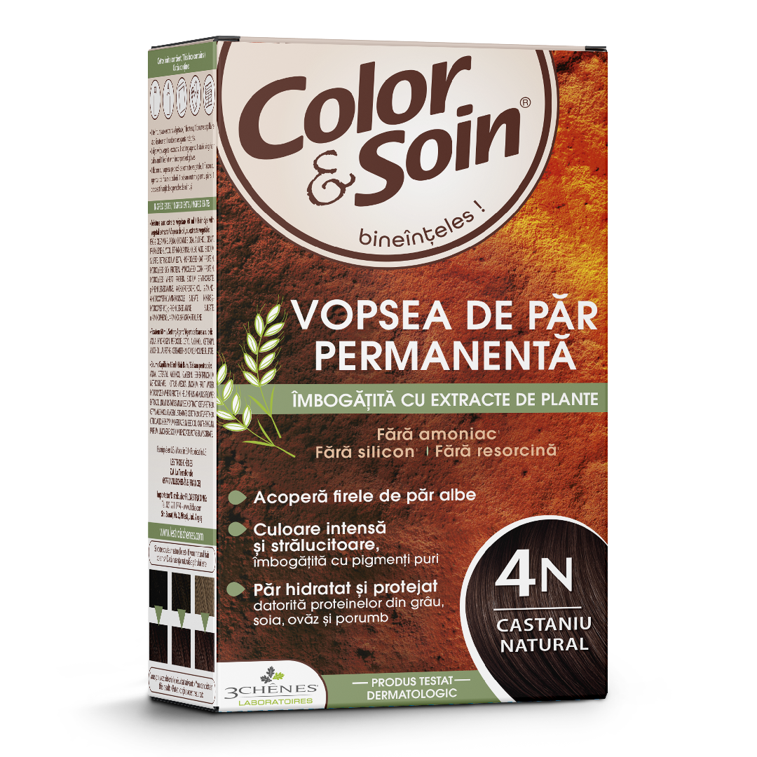 Vopsea de par nuanta 4N castaniu natural, Color&Soin
