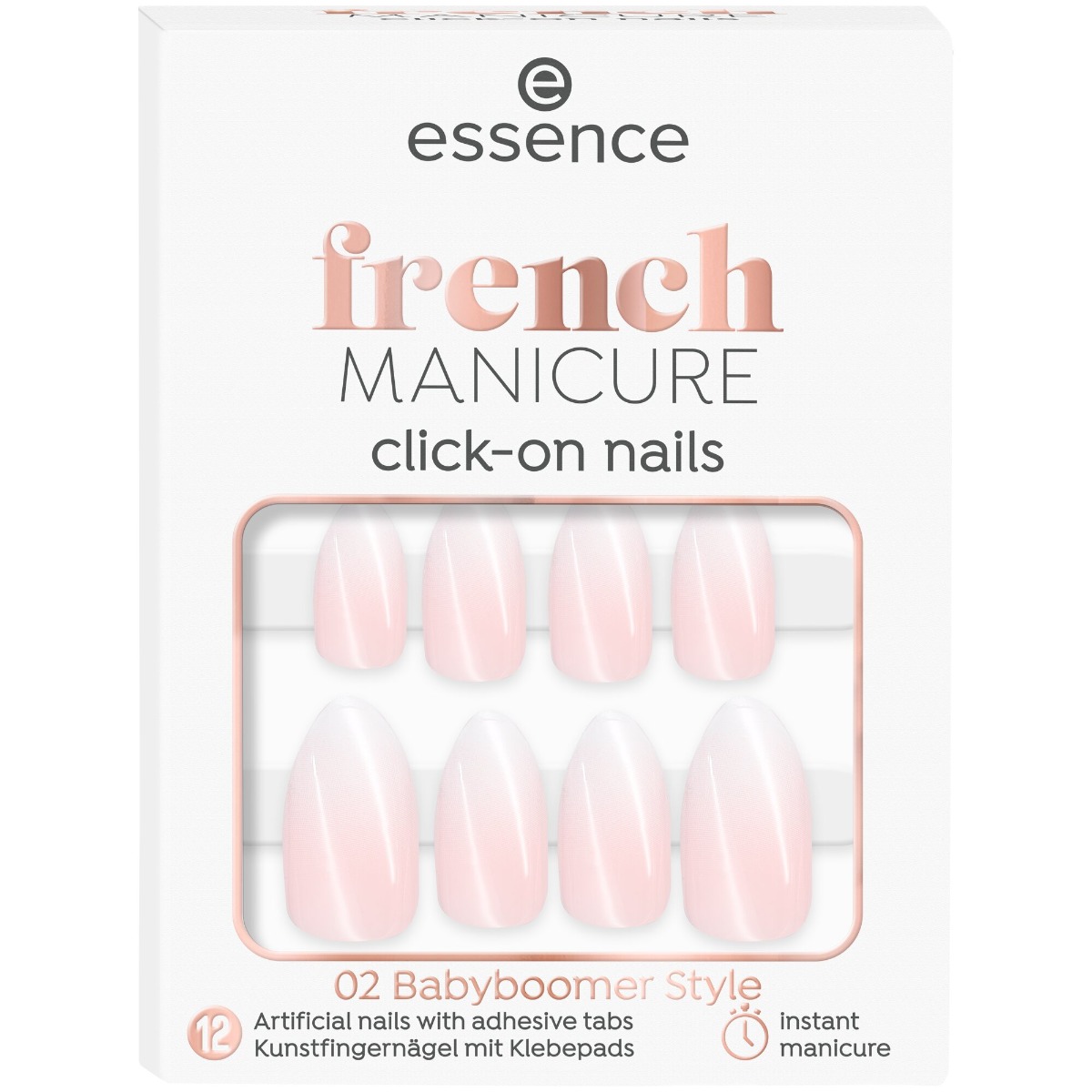 Unghii false french manicure click-on nails 02 - Babyboomer Style, 12 bucati, Essence