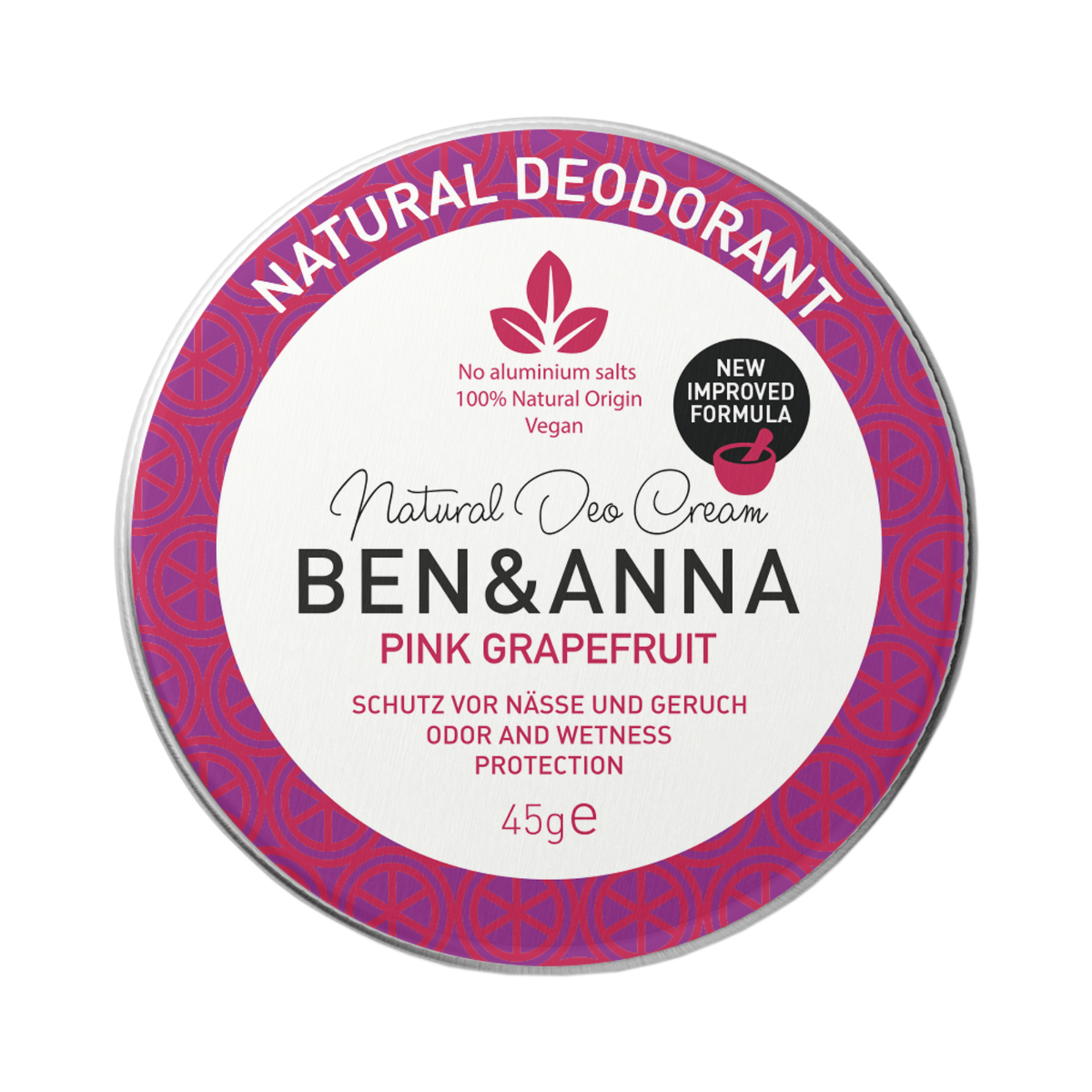 Deodorant natural crema Pink Grapefruit, 45g, Ben&Anna