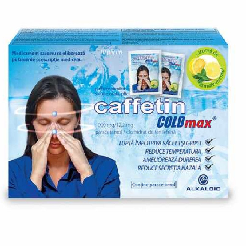 Caffetin ColdMax 1000/12,2 mg aroma de lamaie- mentol x10 plicuri