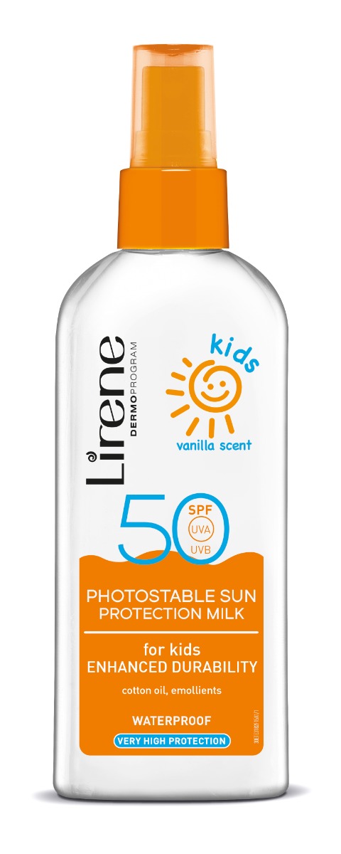 Lapte protectie solara pentru copii cu aroma vanilie SPF50 Sun, 150ml, Lirene