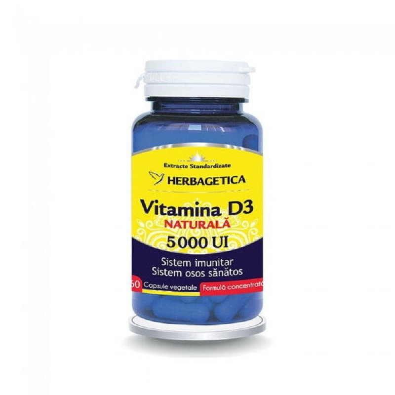 Herbagetica Vitamina D3 naturala 5000UI, 60 capsule