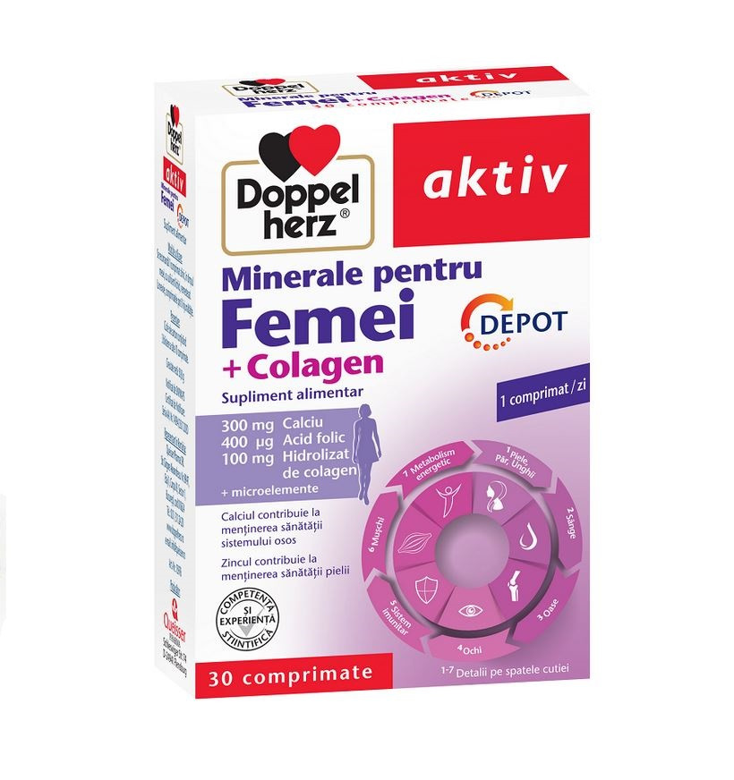 Doppelherz Aktiv Minerale pentru Femei + Colagen Depot 30 Comprimate
