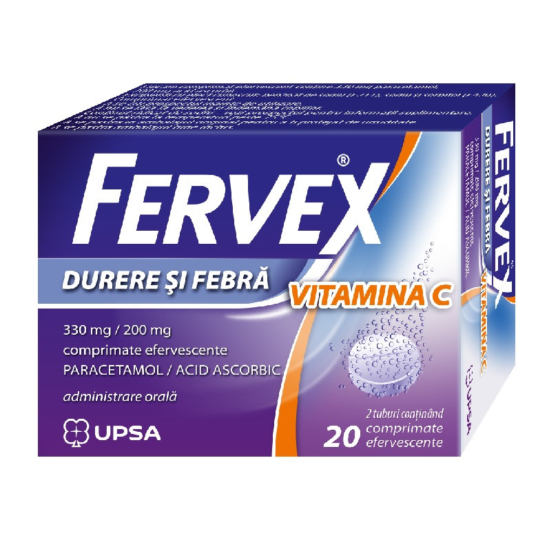 Fervex Durere si Febra Vitamina C 330mg/200mg 20 cpr efervescente