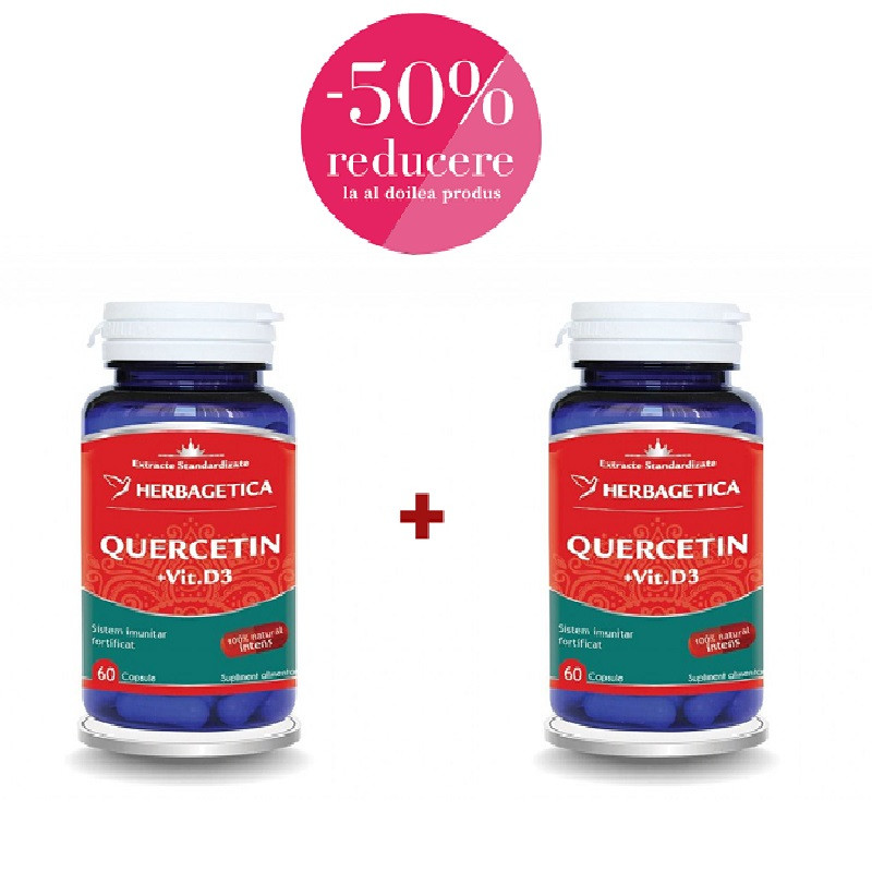 Herbagetica Quercetin + Vitamina D3 60 capsule - 50% Reducere la al doilea produs