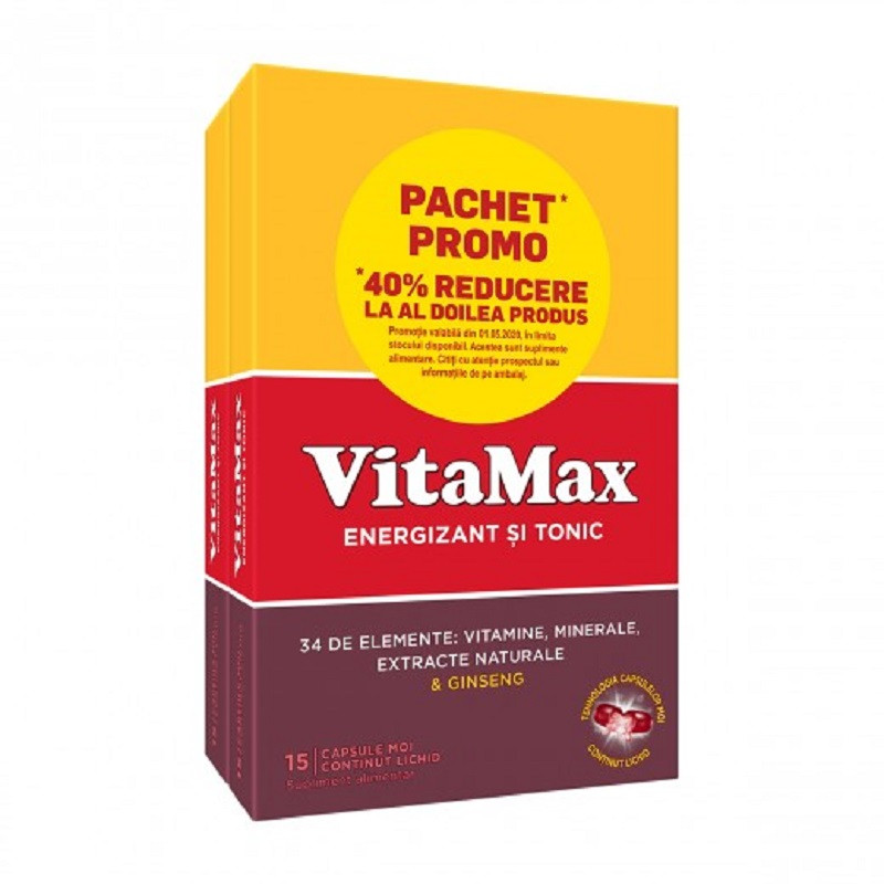 Vitamax 15 capsule OFERTA 1 + 1 40% Reducere din al doilea produs
