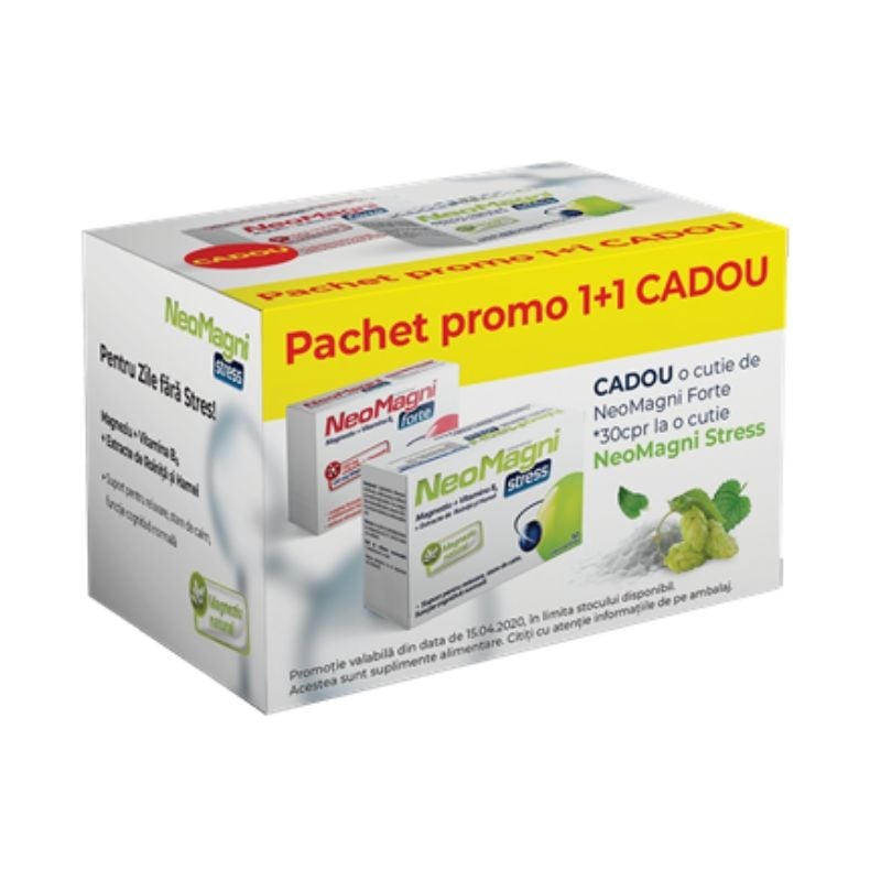 Pachet NeoMagni Stress 50 tablete + NeoMagni Forte 30 tablete Cadou