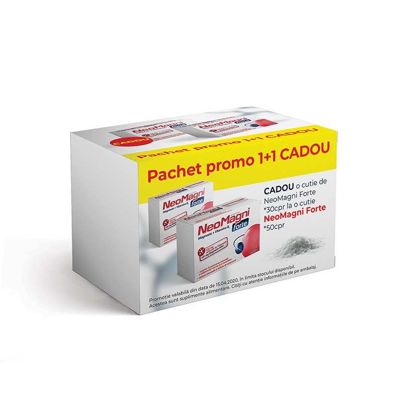 Pachet NeoMagni Forte 50 tablete + Forte 30 tablete Cadou