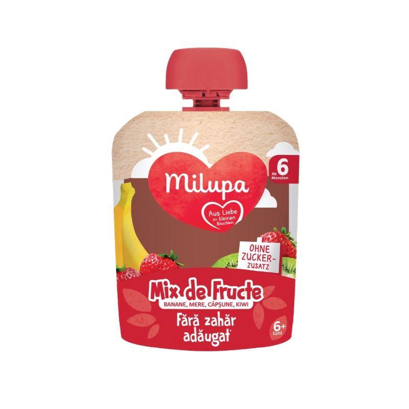 Milupa Piure de fructe banane, mere, capsune, kiwi, 90g