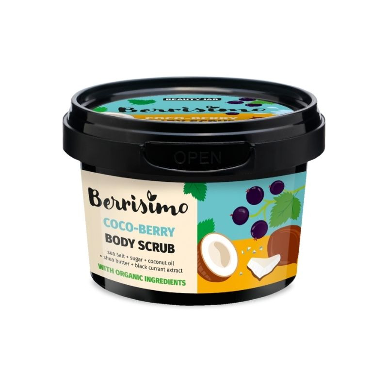 Beauty Jar Scrub pentru corp cu coacaze negre si ulei de cocos, Berrisimo, 350 g