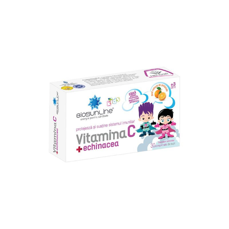 BioSunLine Vitamina C cu Echinacea pentru copii, 30 comprimate