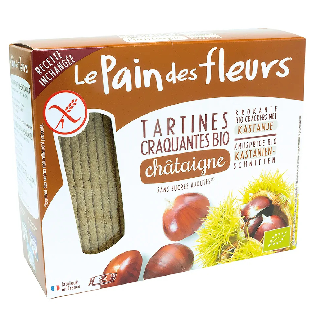 Turte crocante ecologice cu castane fara gluten, 150g, Le Pain des Fleurs